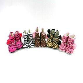 Soft Plushy Baby Boots Crib Shoes Animal Print Polka Dot Infant Girls 