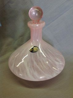White Cristal Crystal Italy Light Pink Decanter Bottle w/ Stopper