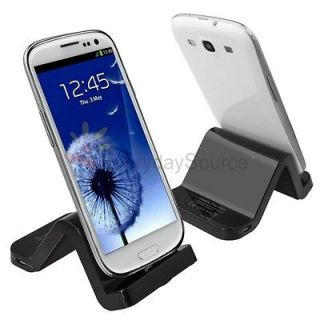 Stand Battery Charger Cradle Dock+Micro USB For Samsung Galaxy S3 SIII 
