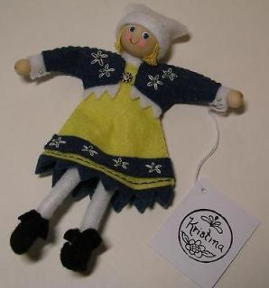 Swedish National Folk Costume Girl Gnomie Doll Blonde New