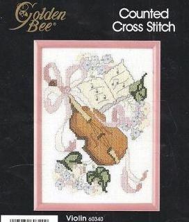 Violin & Music Cross Stitch Kit with Frame, New