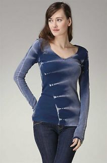 Womens tie dyed sexy deep V neck 100% Cotton Long sleeve Thermals 