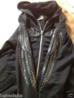 New Jaded by Knight jacket black stons sz m hoodi hand made big 