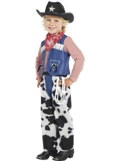 Child Boys Ropin Cowboy Costume Kids Denim & Cowskin Smiffys Fancy 
