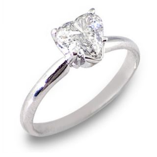   WOMENS SOLITAIRE HEART SHAPE CUT DIAMOND ENGAGEMENT RING WHITE GOLD