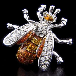Platinum Plated + Swarovski crystal bees cufflinks gift 