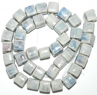 Marbled White & Blue/Purple 10x10   11x11 Square Cube Porcelain Bead 