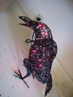 LIGHTED RAVEN or CROW. Prop/decoration. Approx 15 inches tall. PURPLE
