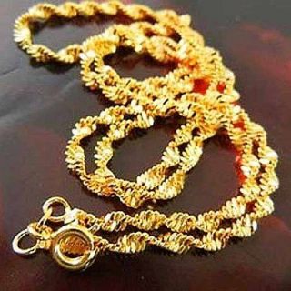   Water Wave 9K Real Yellow Gold Filled Womens Chain Necklace,C117