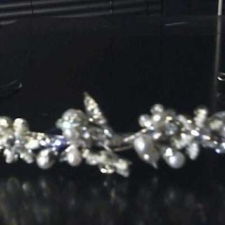 Handmade Tiara W/Freshwater Pearls & Rhinestones