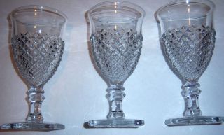   Westmoreland English Hobnail 6 Crystal Goblets / Stems w square bases