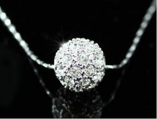 18K White Gold Gp Swarovski Crystal Ball Necklace CCC35