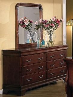 Garches Solid Wood Fully Assembled Dresser & Mirror , Cherry Finish