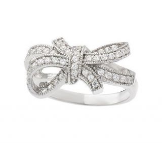 Platinum Plated Sterling Silver 2/5ct Cubic Zirconia Bow Design Ring w 