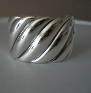 David Yurman Silver Wide Sculpted Cable Cuff Bracelet