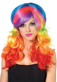   Rainbow Rocker Wig Multi Colured Wig Cyndi Lauper 80s Fancy Dress