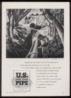 1946 Lynd Ward art U.S. Cast Iron Pipe foundry ad #2
