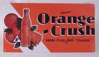 Vintage Soda Pop Drink ORANGE CRUSH BOTTLE TIN SIGN General Store 