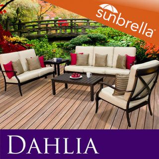 Dahlia Outdoor Cast Aluminum Sectional Set W/ Sunbrella Covers Patio 