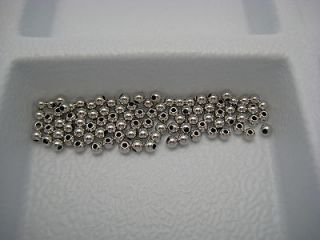 SOLID 14K WHITE GOLD (25 PCS) HOLLOW 3MM GOLD BEADS