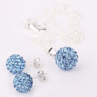 Crystal disco 10 MM ball fashion CZ shamballa set studs earrings/neckl 