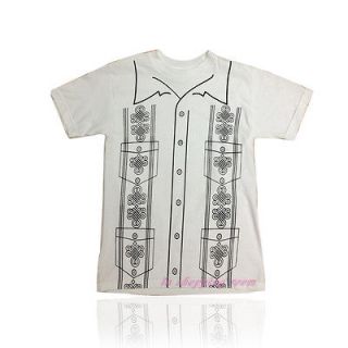 Men Funny T Shirt  Guayabera white color New All Sizes  