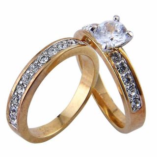 Carats Round Cz Cubic Zirconia Yellow Gold Ep Wedding Engagement Ring 