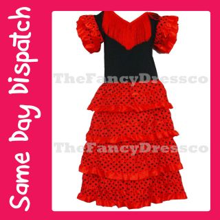   Spanish Flamenco Dress Dance Costume, Red and Black   Fancy Dress
