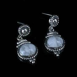   Sterling Silver Natural White Buffalo Turquoise Post Dangle Earrings