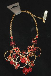 PILGRIM Danish Design Red Enchanted Flower Necklace NWT MSRP $139.99