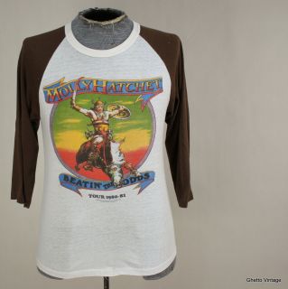 Vtg 80s MOLLY HATCHET 1980 Beatin The Odds Tour Concert t shirt SMALL