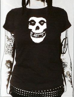 MISFITS Skull PUNK Women T Shirt Danzig BLACK Medium