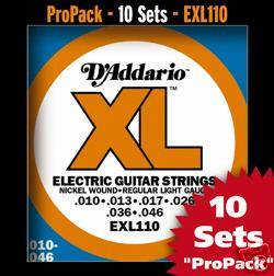 10 sets DAddario EXL110 Nickel Electric Guitar Strings