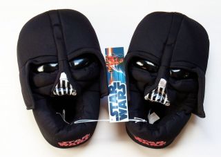 DARTH VADER STAR WARS Black Plush Step In Slippers NWT Size 13/1, 2/3 