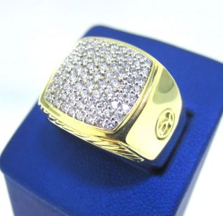 34g RARE & LARGE DAVID YURMAN 18k YELLOW GOLD SIGNET RING W/ DIAMONDS 