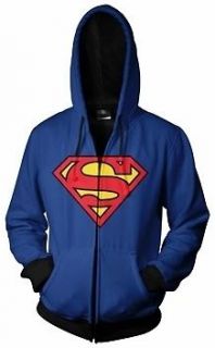 DC Comics Superman Shield Mens Blue Zippered Hoodie Fleece