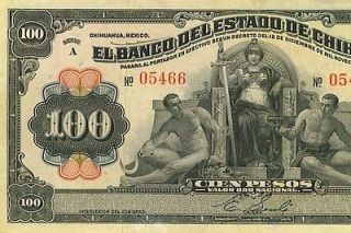 1913 100 PESOS El Banco Del Estado De Chihuahua (P S136a)