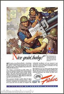   WW II FISHER ARMY ARTILLERY Big Guns AD Dean Cornwell War Action Art