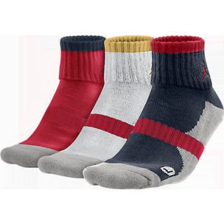 Nike Jordan Tipped Low Quarter 3 Pack Socks Red/White/Obsidian 483245 