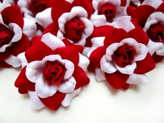 12 Artificial Silk White Roses Head Flower Lot 1.75 for Wedding Hair 