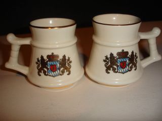   POTTERY MATCHING LEFT RIGHT MUGS CRESTED WARE PORCELAIN VINTAGE DECOR