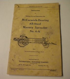 McCormick Deering Manure Spreader No. 4 A Operator & Instruction 