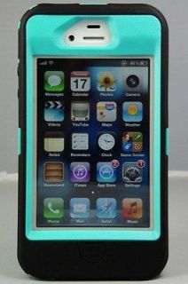   New Otterbox iPhone 4/4S Defender Black/Teal NEW In RETAIL Box