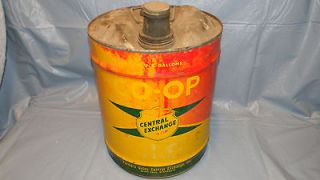 Vintage 5 gallon metal steel farmers Union Co Op gas can rusty some 