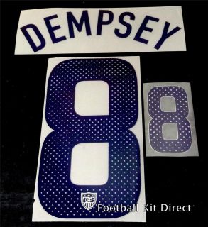 USA Dempsey 8 2010 World Cup Football Shirt Name Set Soccer Home