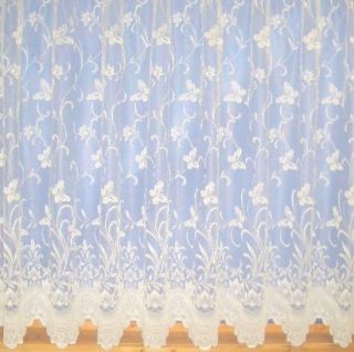 WHITE NET CURTAIN 3906, BUTTERFLIES, ALL SIZES FREE P&P