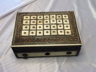 Tramp Or Trench Art Box Bone & ??? Signed & Dated Early 1900s