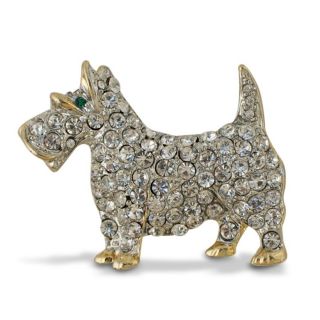 Terrier Brooch, Faberge Inspired Crystal Dog Brooch / Pin