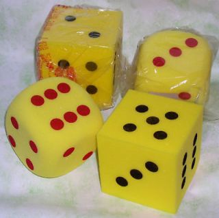 LARGE 5 YELLOW FOAM DICE ideal for many group games & activities 