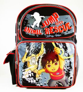 New Nickelodeon Go Diego Go 16 Black Large School Backpack for Boy or 